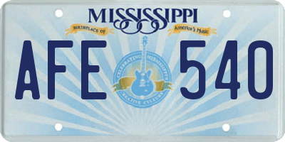 MS license plate AFE540