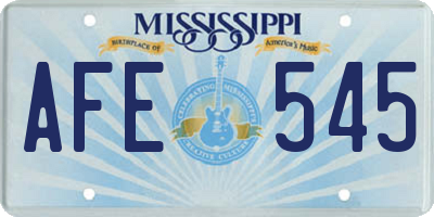 MS license plate AFE545