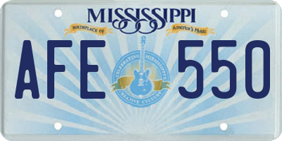 MS license plate AFE550