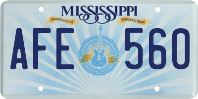 MS license plate AFE560