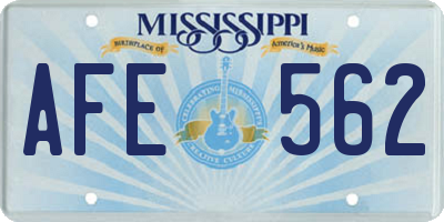 MS license plate AFE562