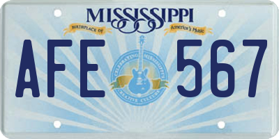 MS license plate AFE567