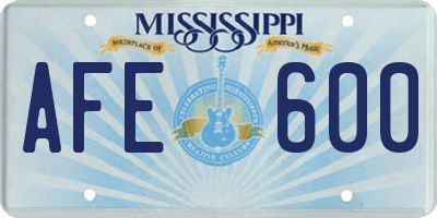 MS license plate AFE600