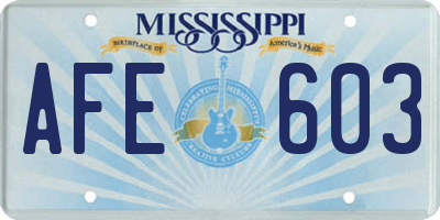 MS license plate AFE603