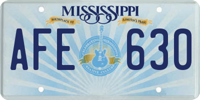 MS license plate AFE630