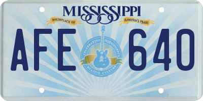 MS license plate AFE640