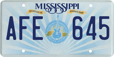 MS license plate AFE645