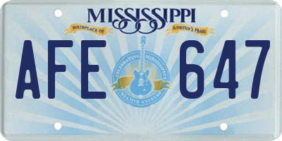MS license plate AFE647