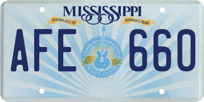 MS license plate AFE660