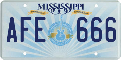 MS license plate AFE666
