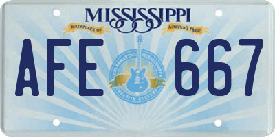 MS license plate AFE667