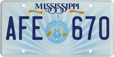 MS license plate AFE670