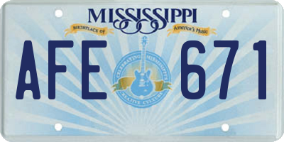 MS license plate AFE671