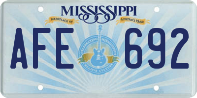 MS license plate AFE692