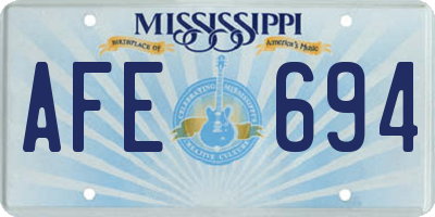MS license plate AFE694
