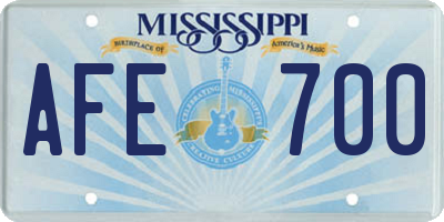 MS license plate AFE700