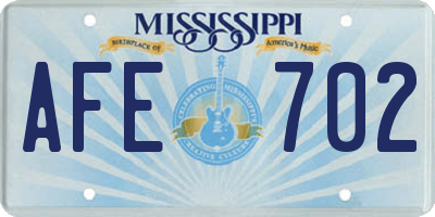 MS license plate AFE702