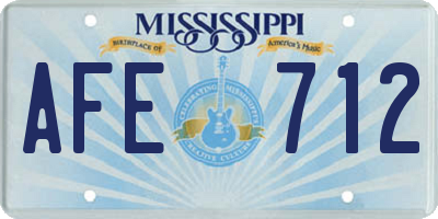MS license plate AFE712