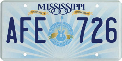 MS license plate AFE726
