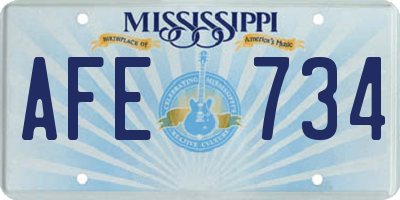MS license plate AFE734