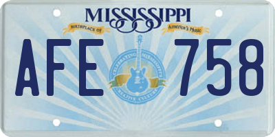 MS license plate AFE758