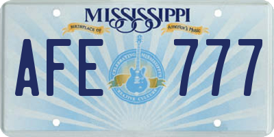 MS license plate AFE777