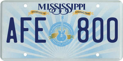 MS license plate AFE800