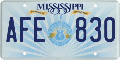 MS license plate AFE830