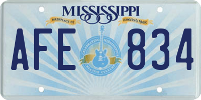 MS license plate AFE834