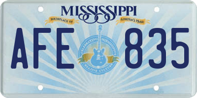 MS license plate AFE835