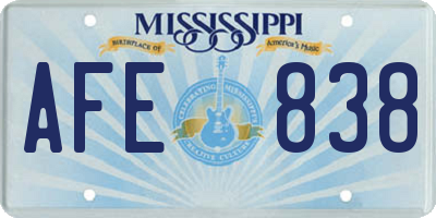 MS license plate AFE838