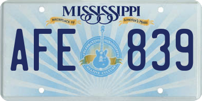 MS license plate AFE839