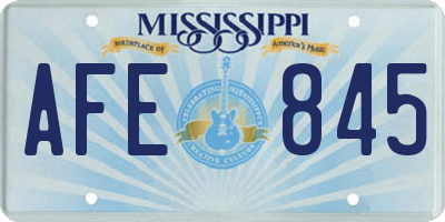 MS license plate AFE845