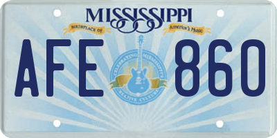 MS license plate AFE860