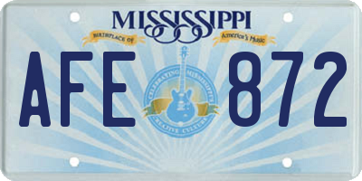 MS license plate AFE872