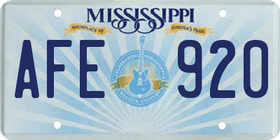 MS license plate AFE920