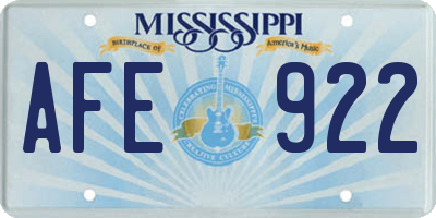 MS license plate AFE922