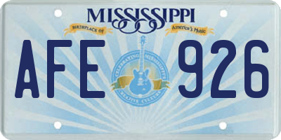 MS license plate AFE926