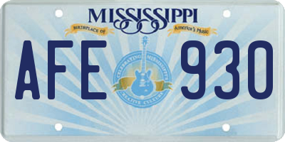 MS license plate AFE930