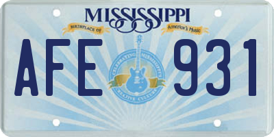 MS license plate AFE931