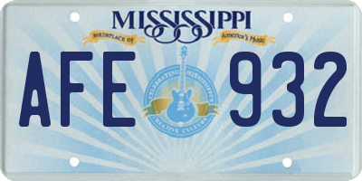 MS license plate AFE932