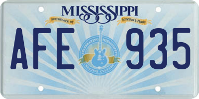 MS license plate AFE935