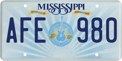 MS license plate AFE980