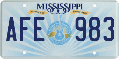 MS license plate AFE983