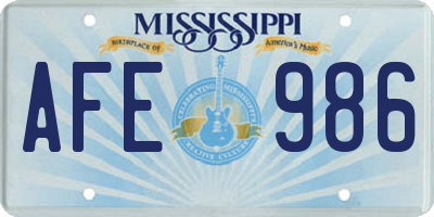 MS license plate AFE986