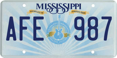 MS license plate AFE987