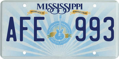 MS license plate AFE993