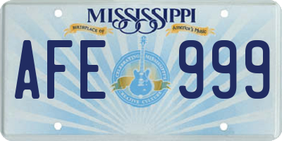 MS license plate AFE999