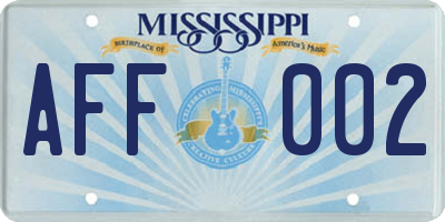 MS license plate AFF002