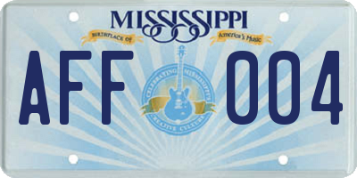 MS license plate AFF004